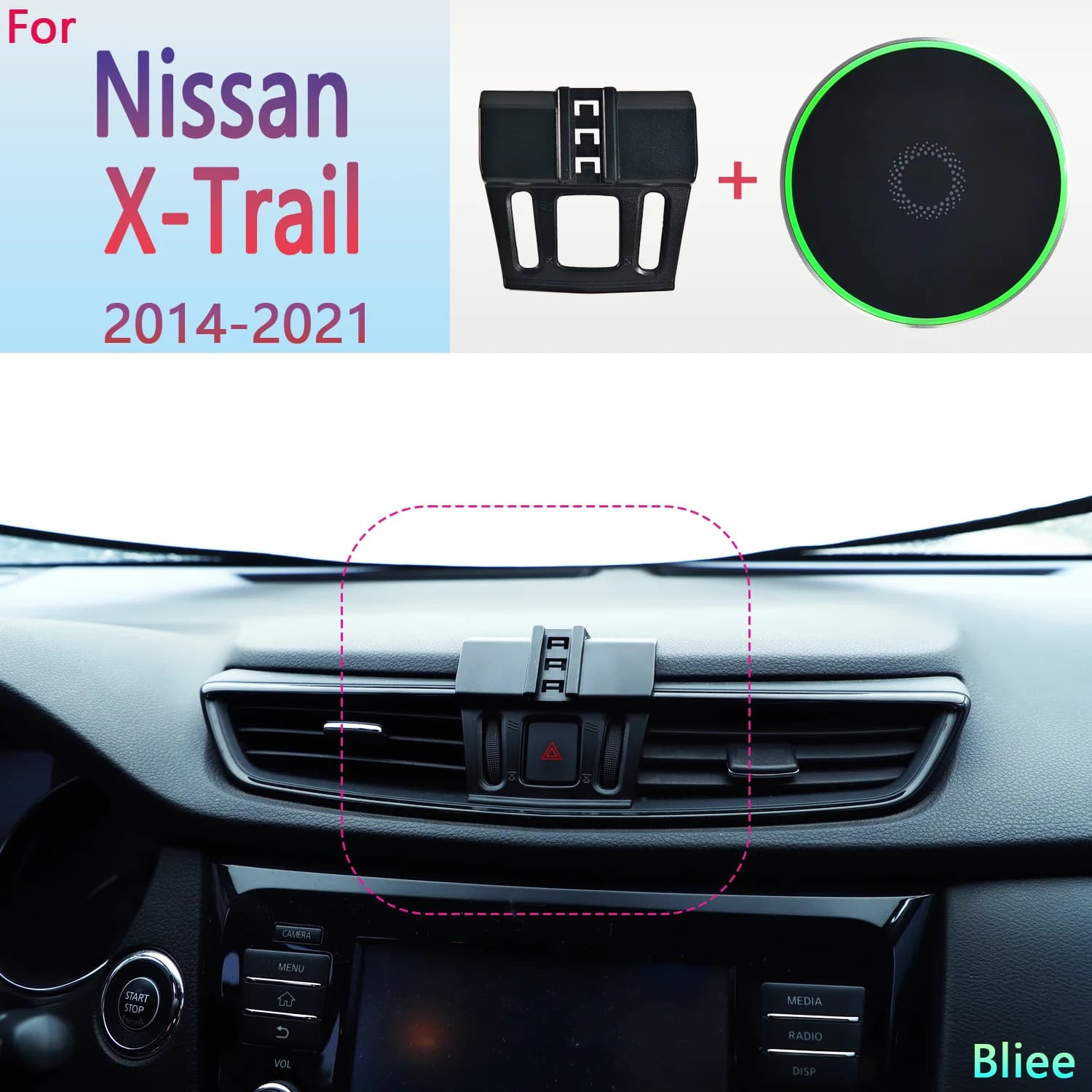 Per Nissan X-Trail T32 2014 2015 2016 2017 2018-2021 supporto magnetico per telefono da auto 15W supporto per telefono con ricarica Wireless Base MagSafe