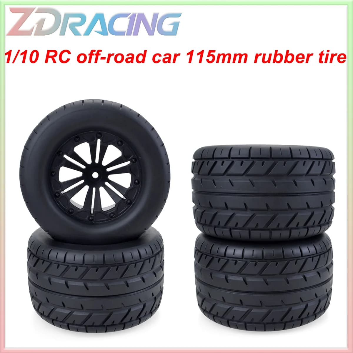 1/10 RC Monster Truck Auto Pneumatico di Gomma 115mm Ruota Pneumatico Cerchione Mozzo 12mm Esagonale per RC Fuoristrada Buggy Traxxas Savage XS TM Redcat HPI
