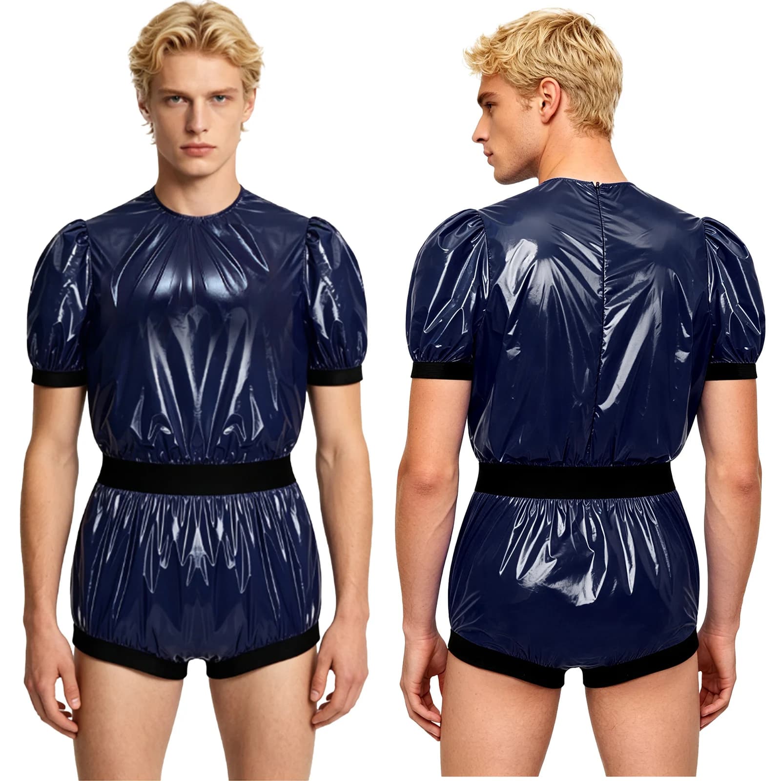 Tuta Impermeabile Lucida Unisex, Copri-Pannolino Lavabile Anti-perdita, Tuta Adattiva per Anziani e Persone con Esigenze Speciali, Costume da Bagno