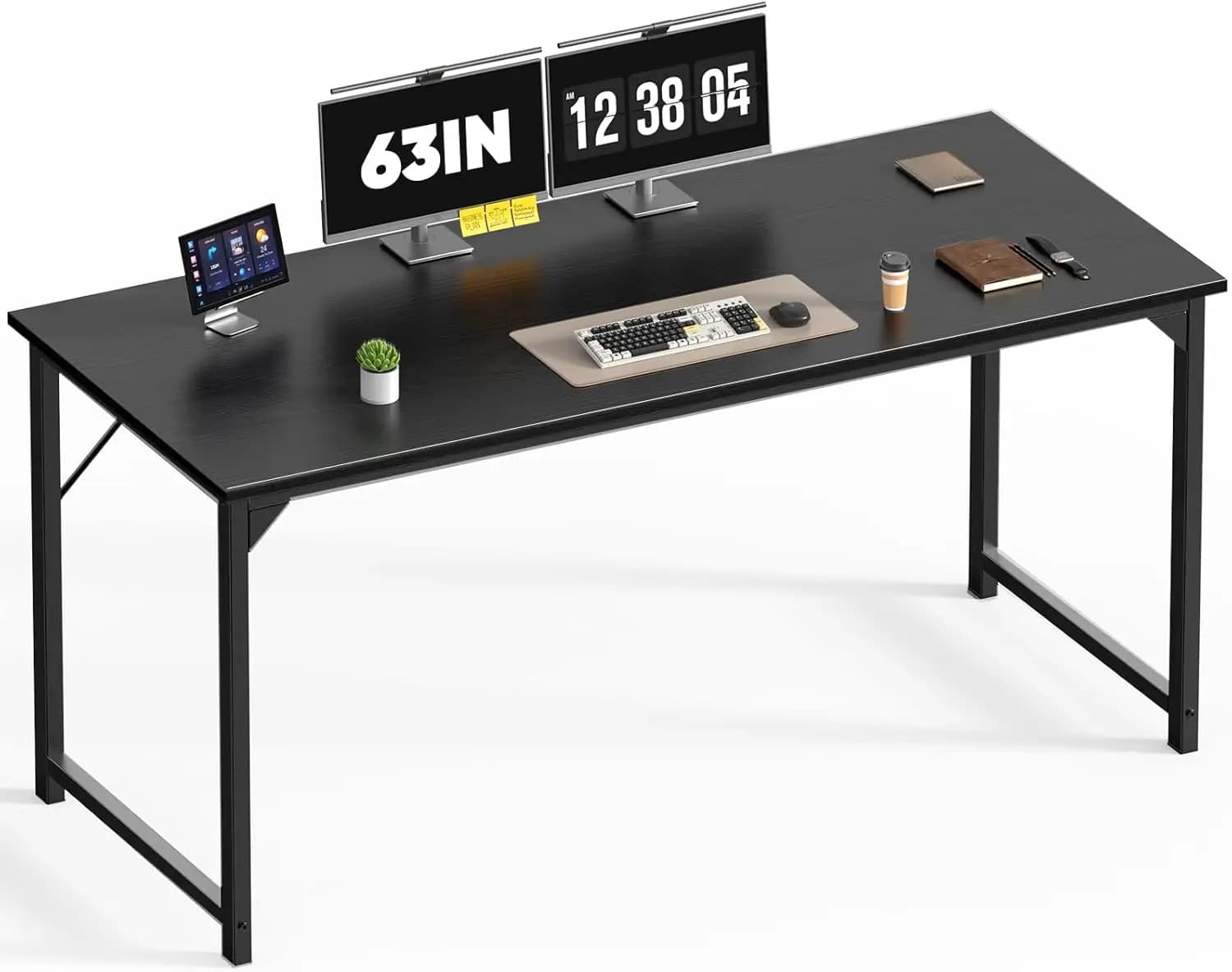 Scrivania per Computer da 63 Pollici per Gaming, Studio, Lavoro, Ufficio Domestico con Telaio in Metallo, Tavolo Moderno Compatto per PC