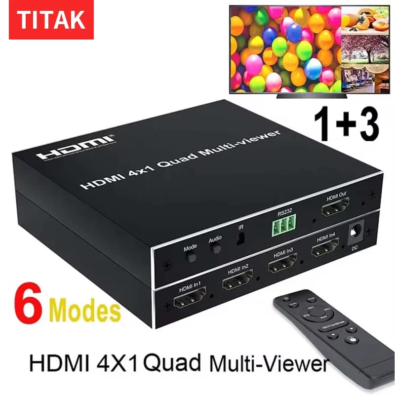 HDMI Multi-viewer 4x1 HDMI Quad Screen MultiViewer Seamless Switcher 4 in 1 Out 1080P 60Hz 4 Channel Quad Screen Split 6 Modes