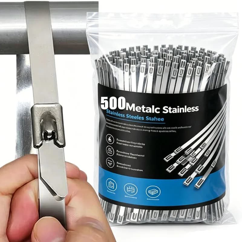 Stainless Steel Zip Ties Heavy Duty Metal Self-locking Cable Tie Strap Multi-purpose Fastening Rings 150/200/250/300mm
