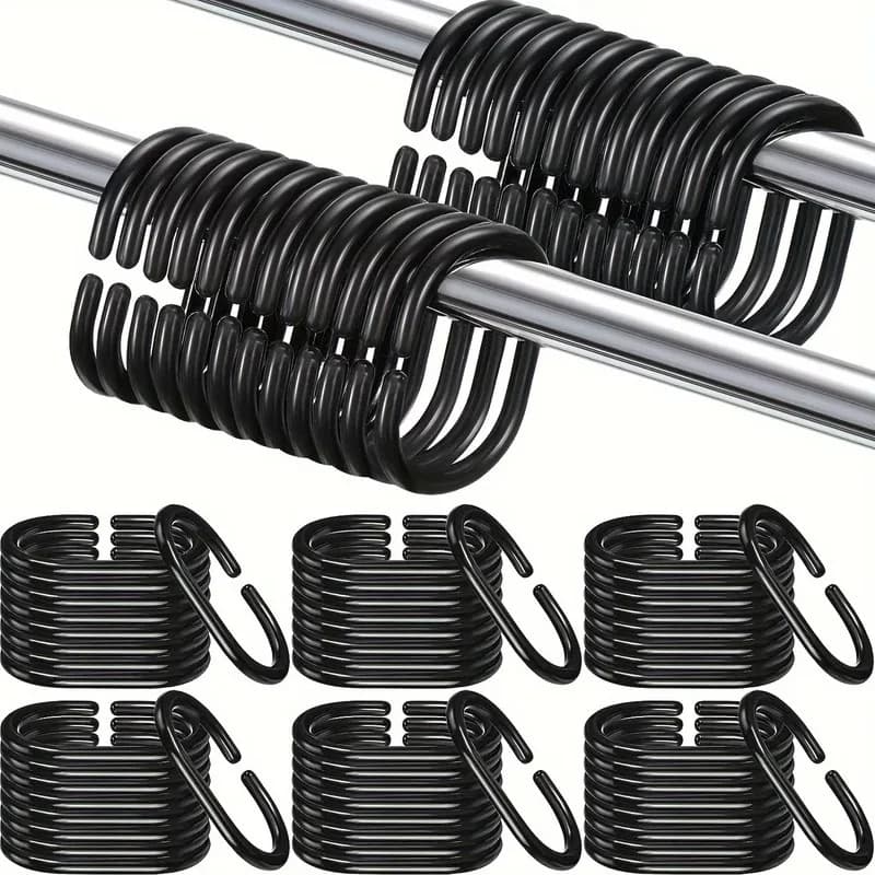 6 pcs Easy Snap-On Closure C-Type Shower Clips, great for Moist Environment, Durable Plastic Body, Bathroom Shower Curtain