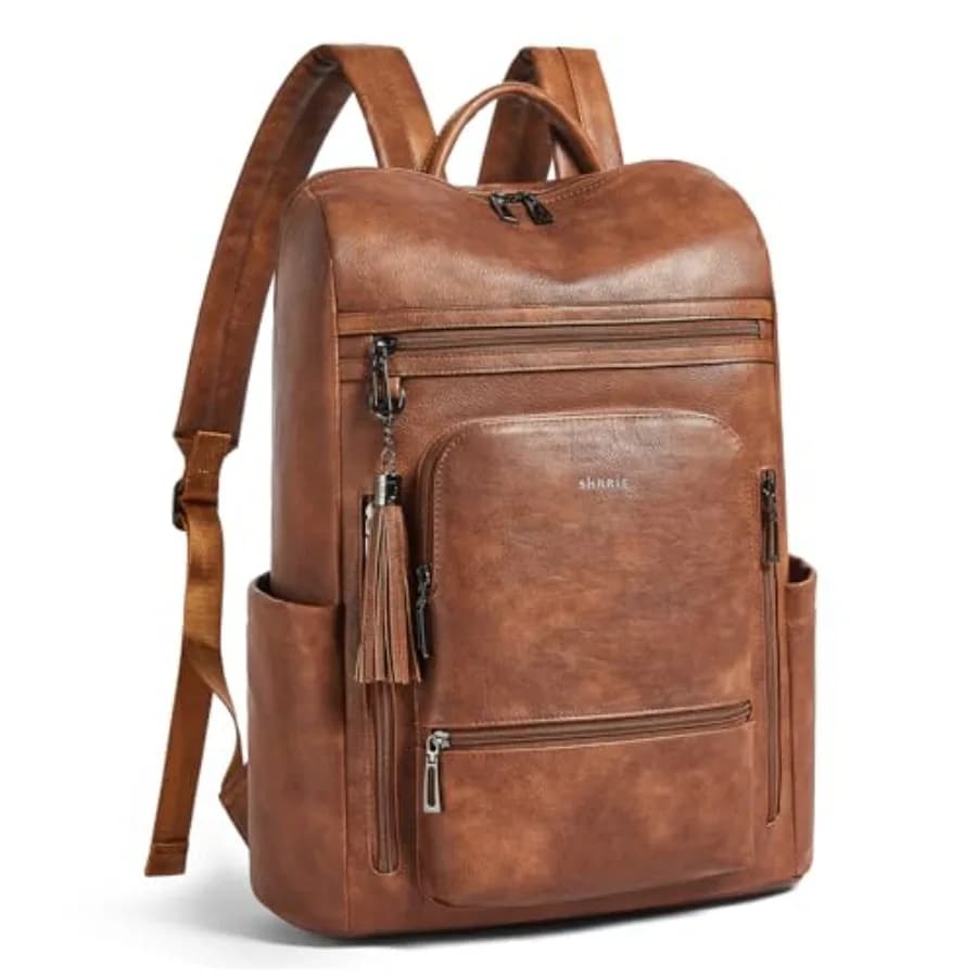 Zaino da viaggio grande e migliorato per laptop con scomparto per laptop fino a 17 pollici, zaino per computer in pelle vegana impermeabile