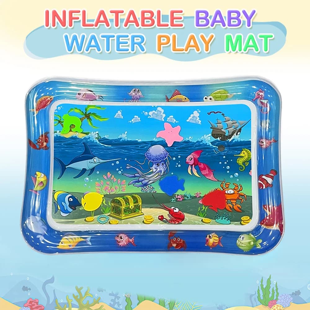 Tappetino Gonfiabile a Tema Oceano con Calamari per Neonati - Tappeto Sensoriale in PVC Spesso, Giocattolo Educativo per Bambini, Regalo di Compleanno Perfetto