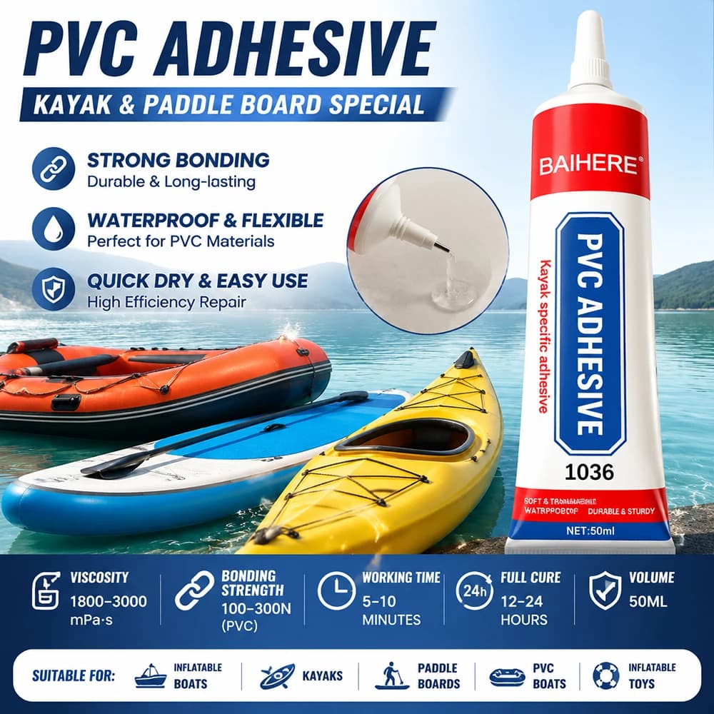 Colla Adesiva per Riparazione Gommoni in PVC da 30/50/80/100ml, Forniture per Riparazione di SUP, Barche a Remi, Kayak e Letti d'Acqua