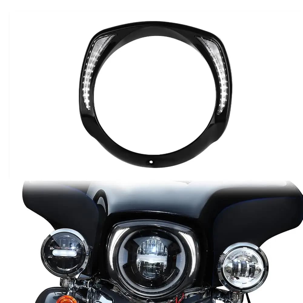 Consigliato da Ailexpress - Anello di finitura per fari con DRL per Street Glide, Clip per faro nera con luce di marcia a LED anteriore