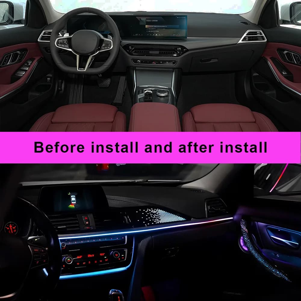 CF Dynamic Active Ambient Light For BMW 3 4 Series F30 F32 F33 F36 2013-2019 RGB LED Interior Atmosphere Lamp Strip Kit Trim Car