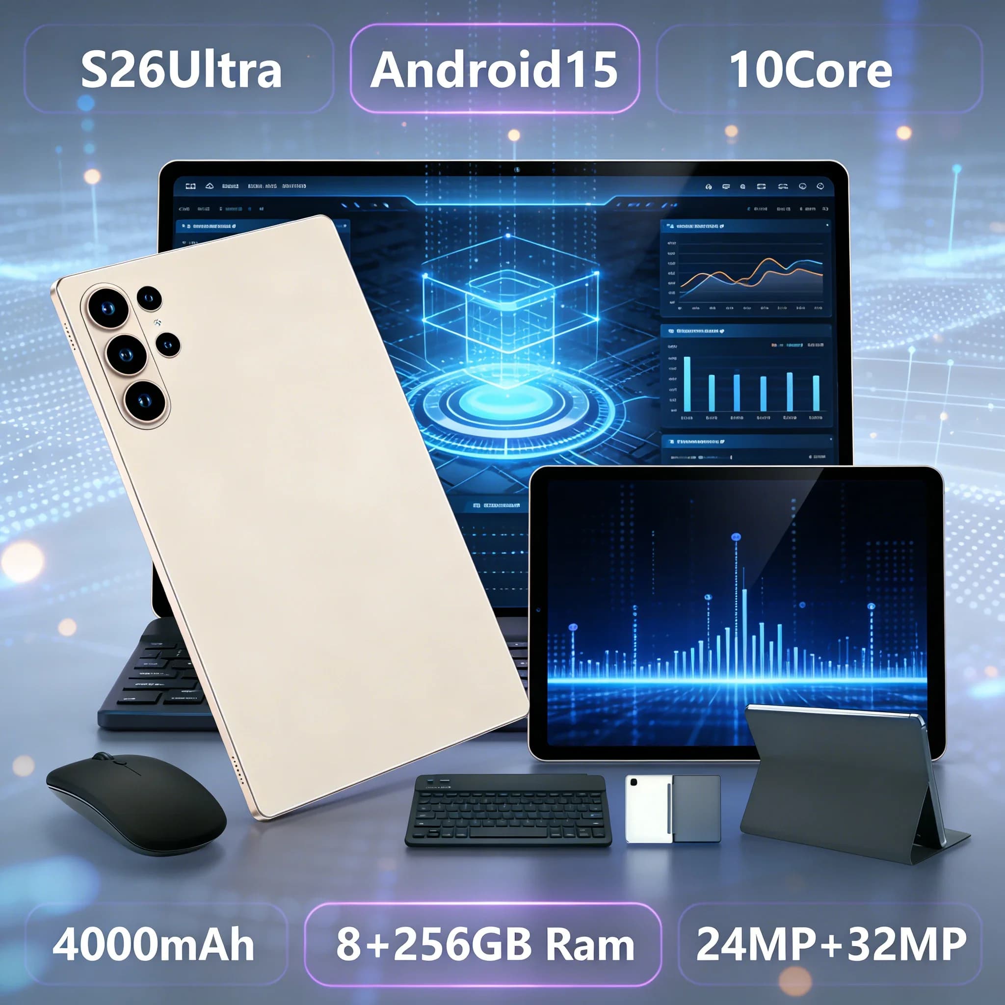 Tablet S26 Ultra Android 15 8+256GB Fast and Multifunction for Home and Office