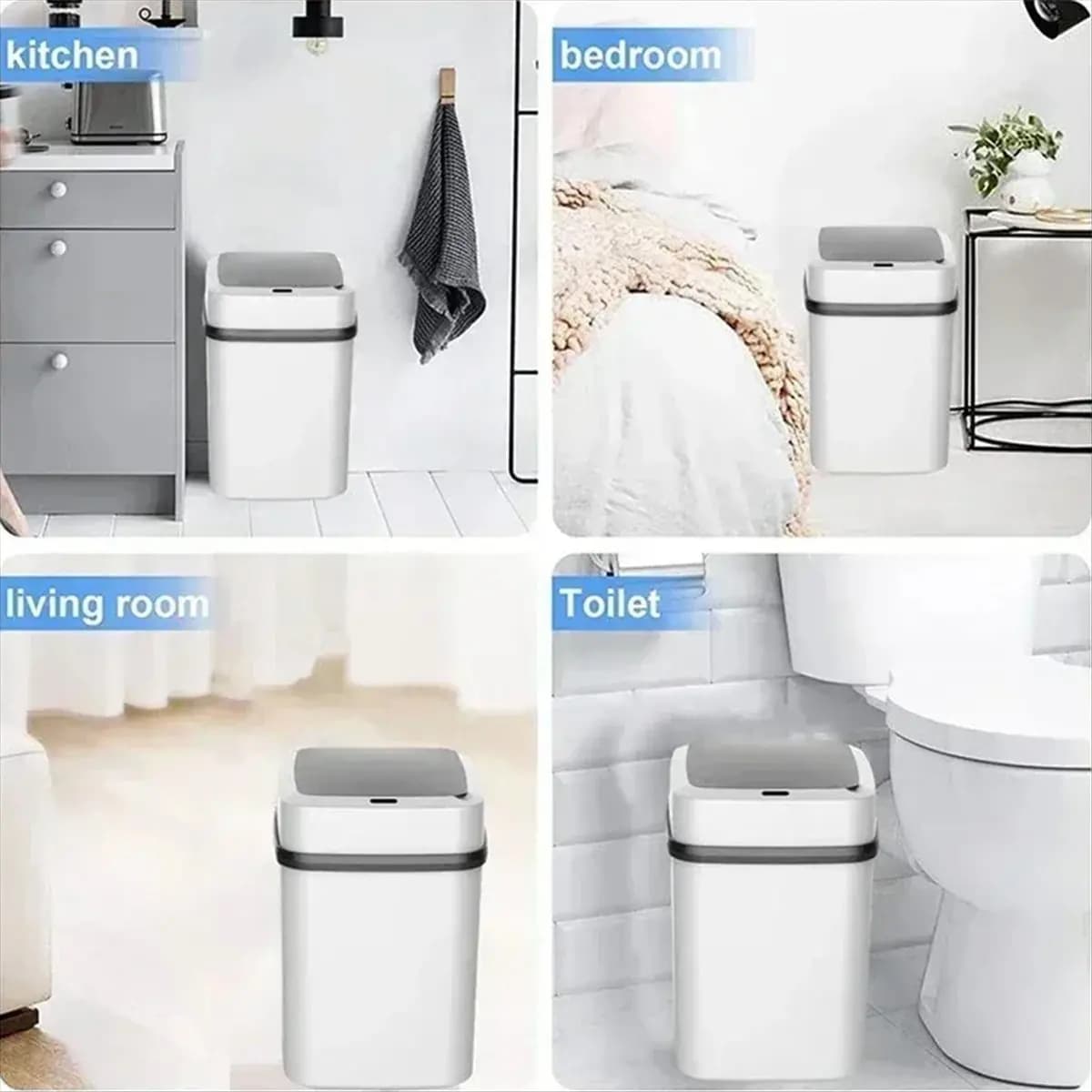 AT16 Cestino Intelligente per Cucina e Bagno, Bidone Automatico con Sensore per Riciclaggio, Contenitore Elettrico Impermeabile da 13L