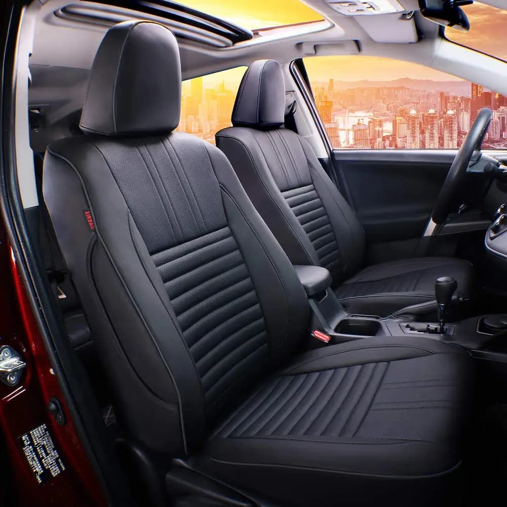 Coprisedili in Pelle Nera su Misura per Toyota RAV4 Hybrid 2013-2018