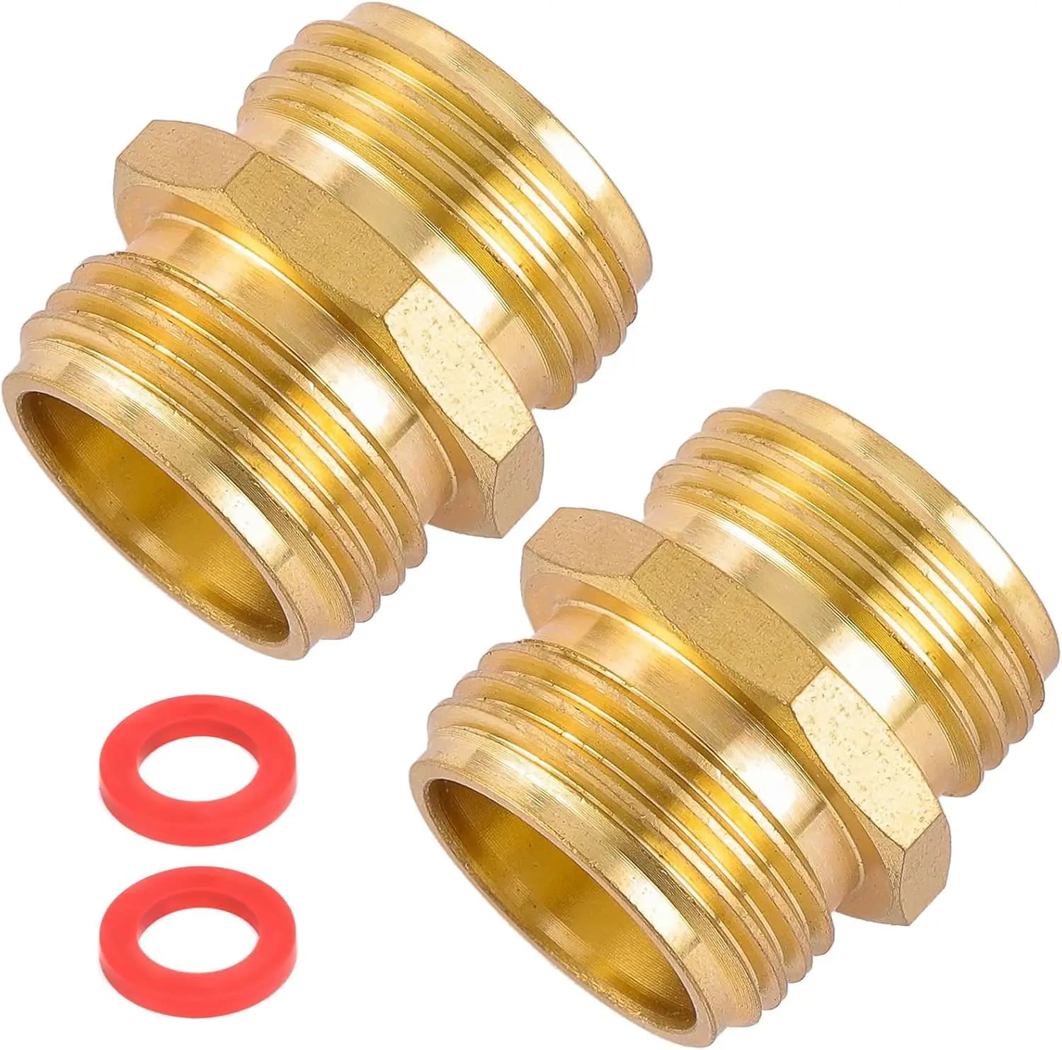 Garden Hose Connector, Male to Male Hose Adapter, 2 Pack 3/4 Inch Brass Water Hose Connector for Female Hose to Female Hose,(3/4