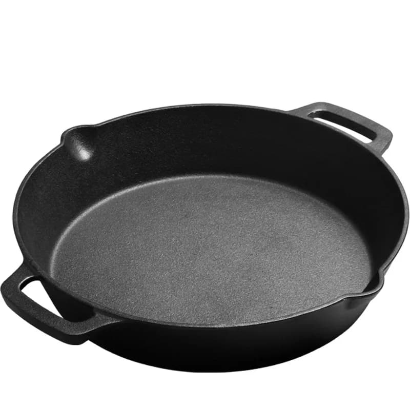 10 inch and 12 inch cast iron bowl with double oil nozzle Double handle ispessita non-coated