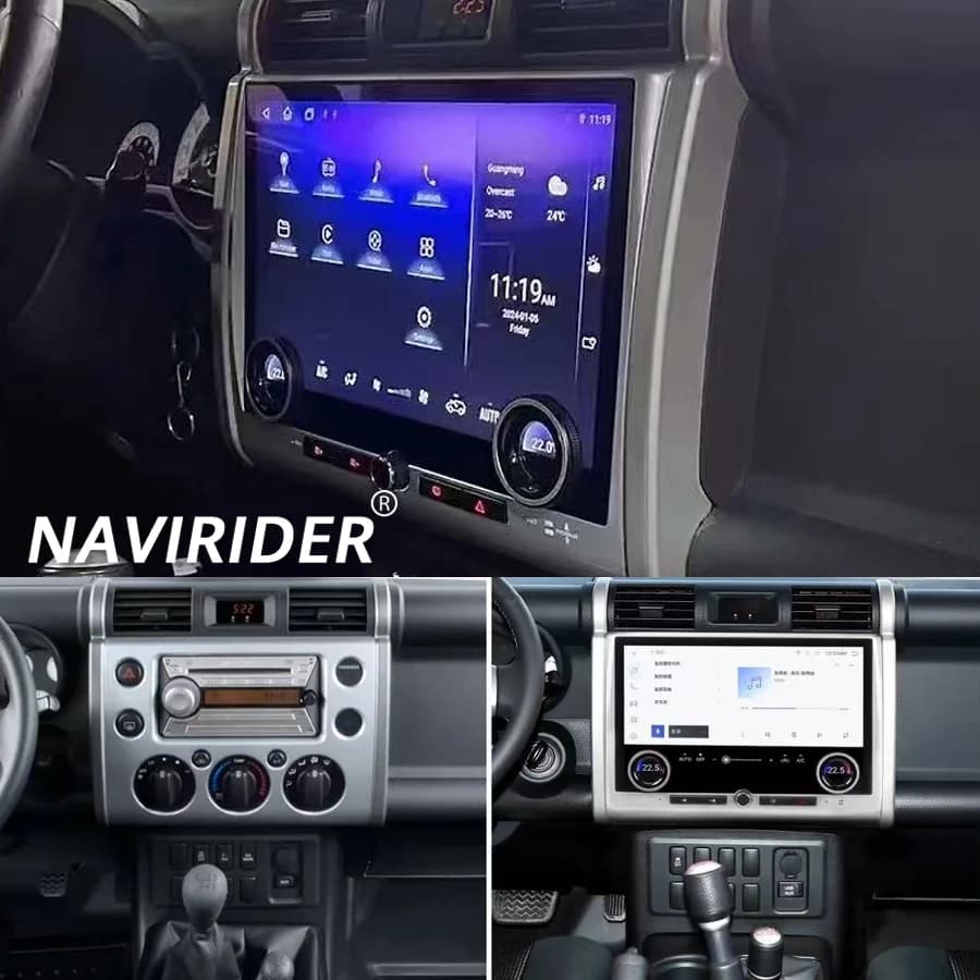 Lettore multimediale per autoradio Android da 13.3 "per Toyota FJ Cruiser J15 2007-2024 Carplay Auto con schermo di controllo dell'aria condizionata