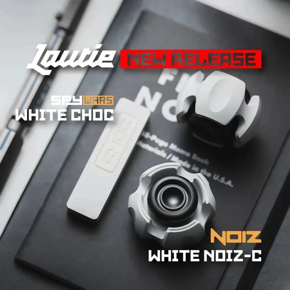 LAUTIE EDC Classic White Noiz-C Fidget Spinner in Alluminio e Acciaio Inossidabile, Gadget Antistress per Scrivania