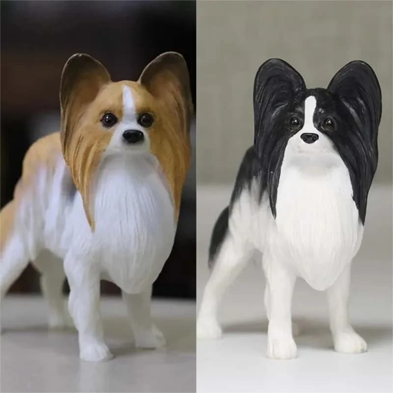Modello di cane babyloniano mini papillon in scala 1/6 per figure giocattolo fatte a mano con decorazione di simulazione da 12 pollici