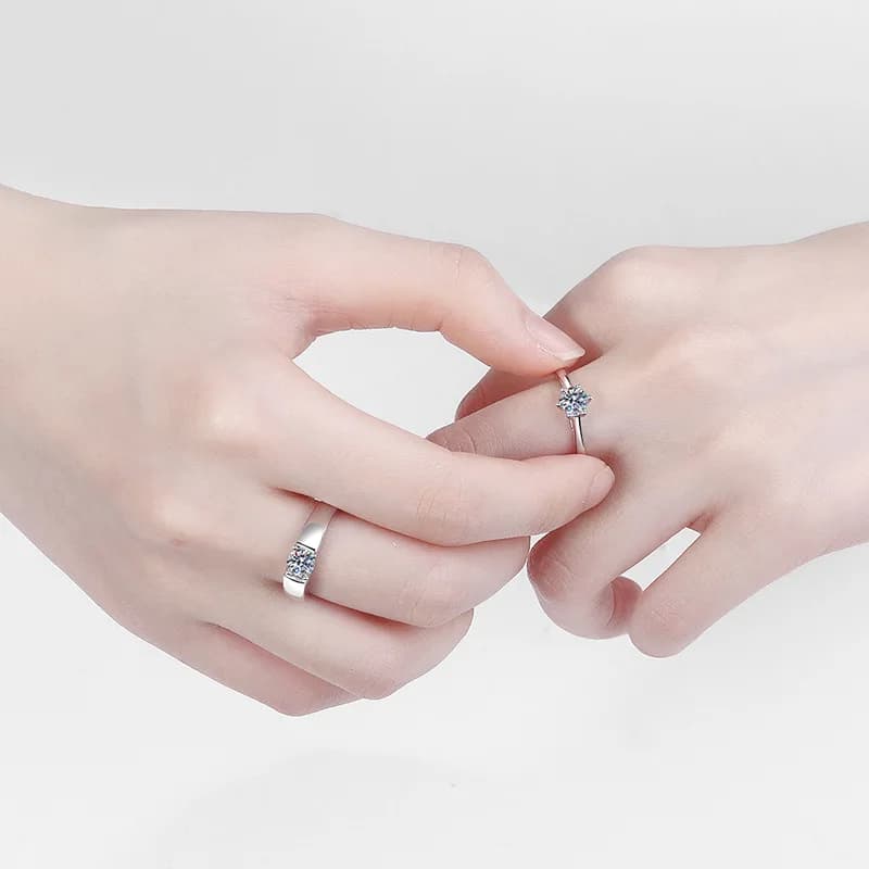 Luce di lusso moda versione coreana apertura anello mosanite da 1 carato anello in platino per uomo e donna con diamanti coppia anello pt950