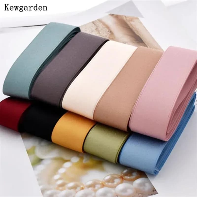 Kewgarden Cotton Ribbons 10mm 25mm 38mm 1" 1.5" DIY Bowknots Hair Accessories Make Hairclip Materials Handmade Carfts 10 Yards