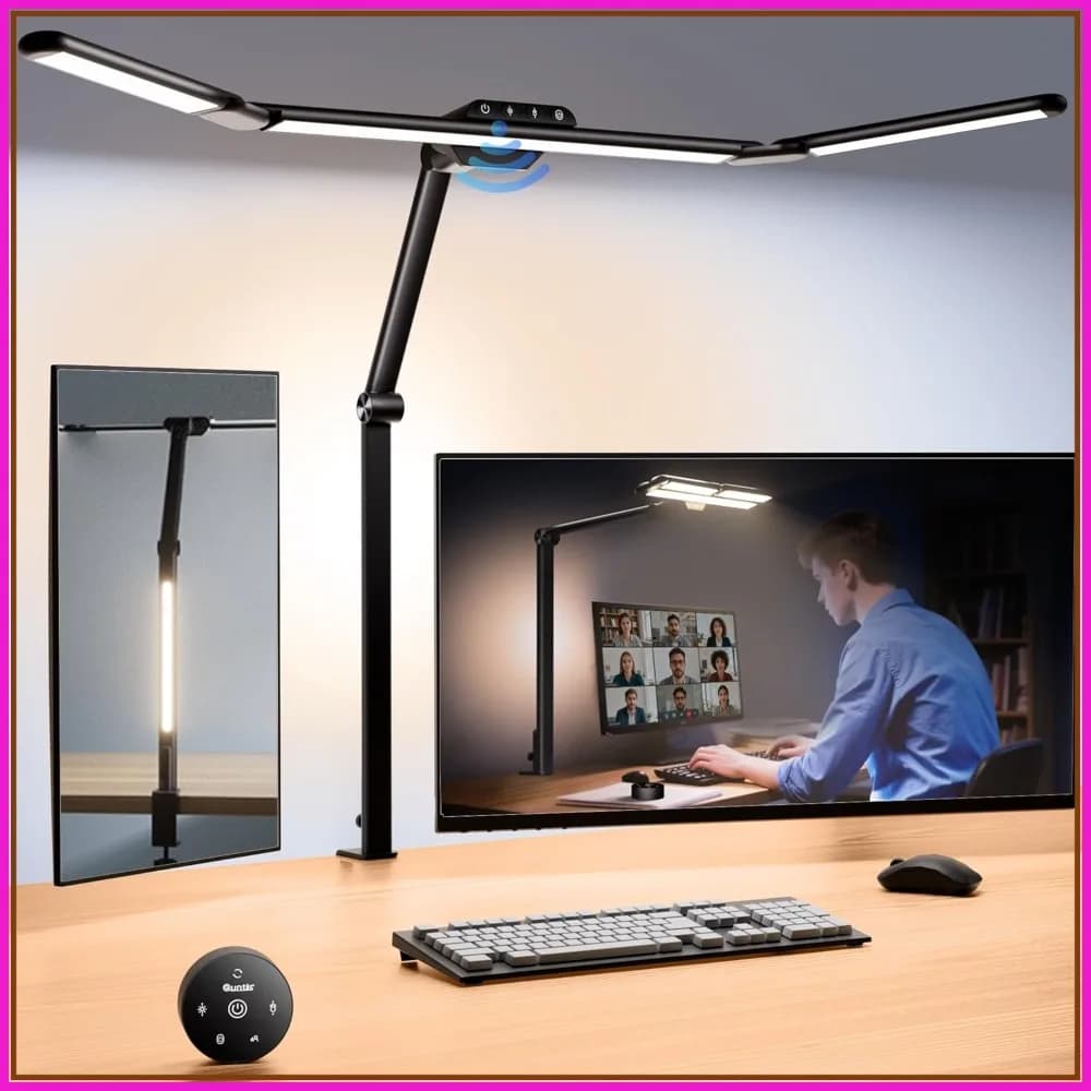 Lampada da Scrivania per Architetti da 32,5 Pollici per Ufficio, Casa, Dormitorio - 3 Barre Luminose 1100LM, Retroilluminazione Ambientale, Sensore Radar, Telecomando, Timer 2H