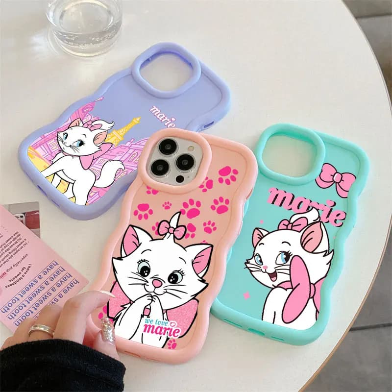 Cover per iPhone Disney The Aristocats Marie Cat, colori caramella, per modelli 17E, 11, 12, 13, 14, 15, 16, 17 Pro Max, 16e, 17 Air, 13 Plus