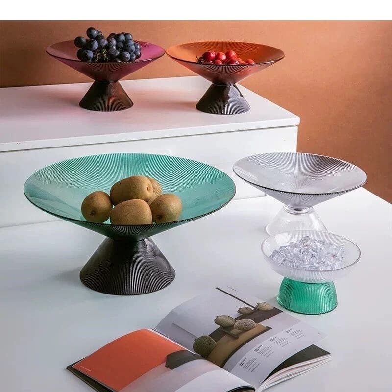 Vassoio per frutta rotondo in vetro, tavolino da caffè da tavolo, snack, decorazioni per la casa di lusso multifunzionali essiccate