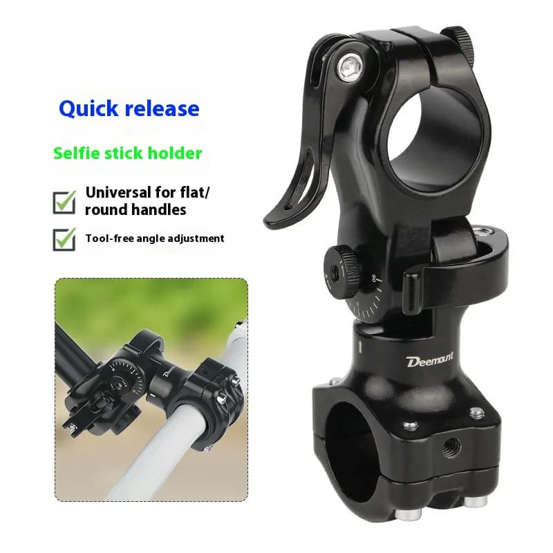 Supporto a sgancio rapido per selfie stick per fotocamera, adatto per supporto per estensione manubrio bicicletta con impugnatura integrata per installazione