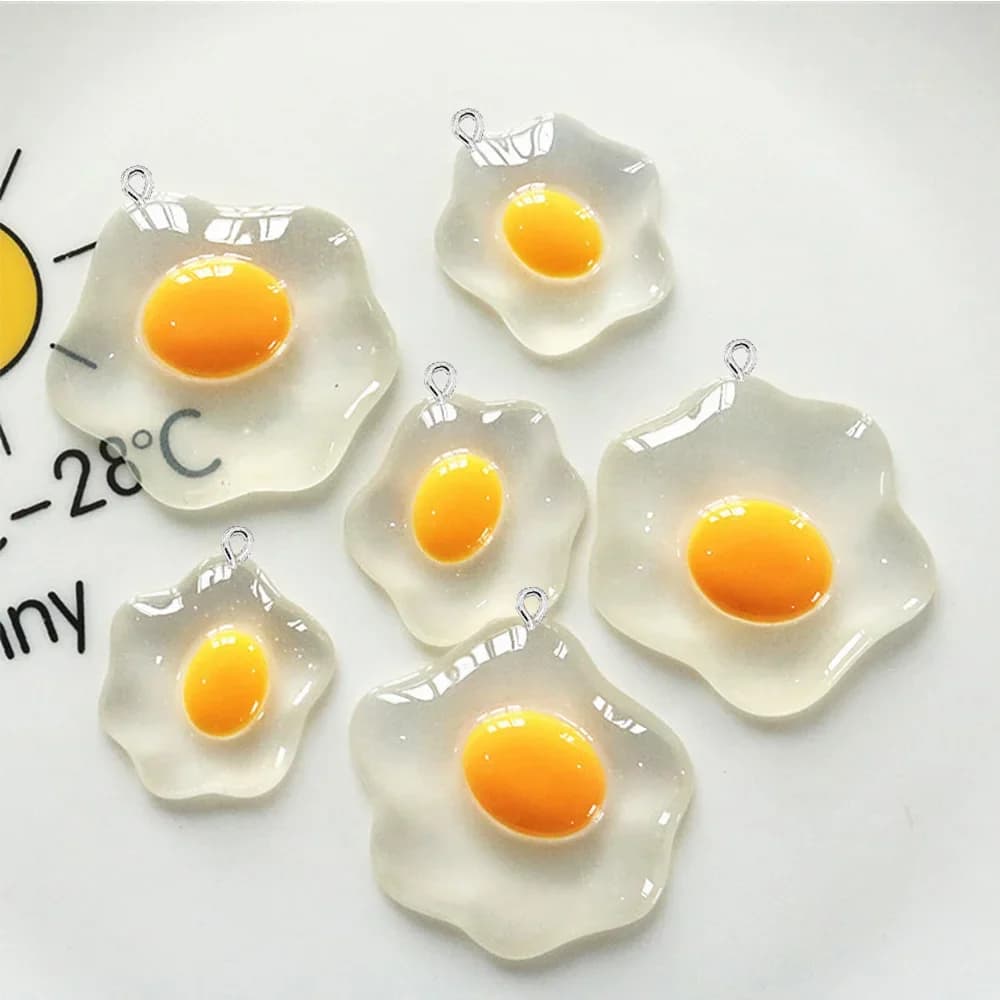10 Pezzi Ciondoli Trasparenti a Forma di Uova Fritte per Orecchini, Bracciali, Fermagli per Capelli, Creazione di Gioielli Fai-da-Te, Regali, Decorazioni e Accessori