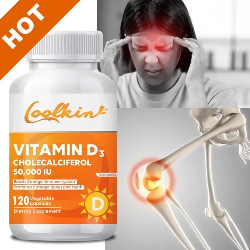 High-power vitamin D3 50,000 UI - 120 vegetarian capsules - Non-GMO vitamin D supplement without gluten