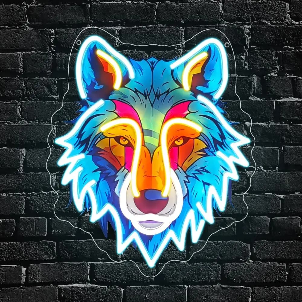 Insegna al Neon a Forma di Lupo, Luce LED USB per Decorazione di Feste, Bar, Sale Giochi, Camere da Letto, Regalo di Compleanno, Luce Notturna