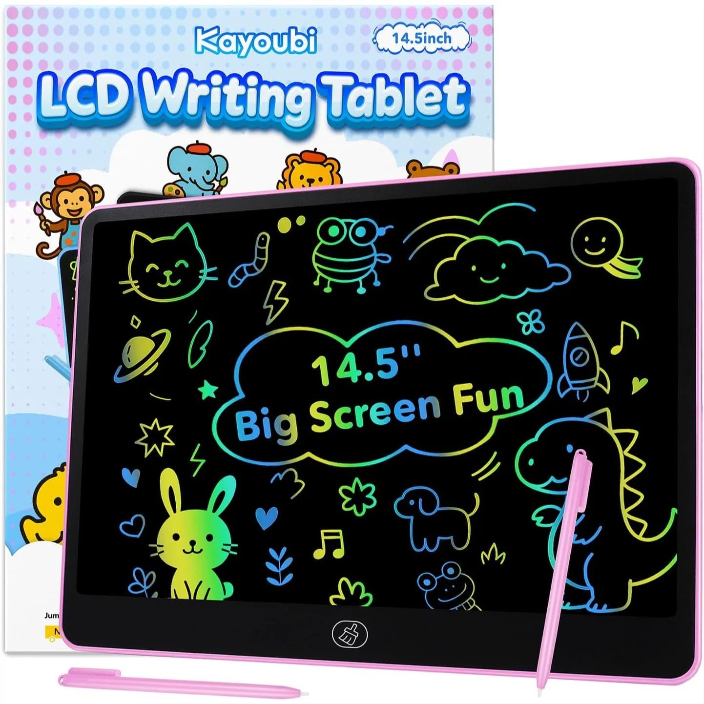 Tavoletta LCD da 14,5 Pollici per Bambini, Lavagna Gigante per Disegnare con Doppia Penna, Tavoletta da Disegno Riutilizzabile Senza Disordine per Bambini e Bambine dai 3 agli 8 Anni