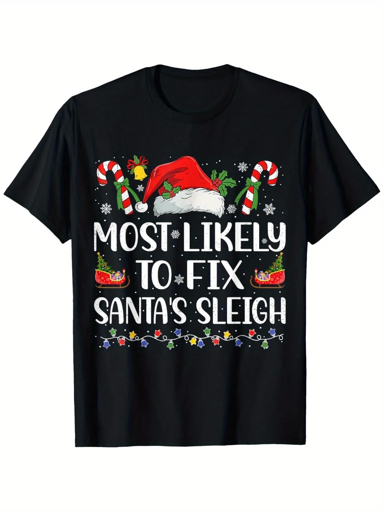 Maglietta da uomo con slitta natalizia, fiocchi di neve "Fix Santa's Sligh", maglietta S-XXXL in cotone 100%.
