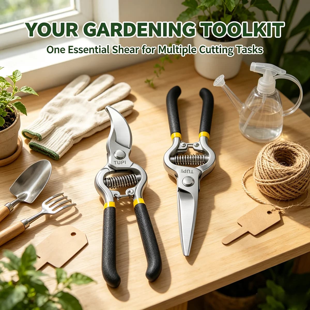 TUPI Garden Pruner Straight/Curved Head Shears SK5 Blade Pruning Scissors for Bonsai Fruit Trees Flowers Branches Garden Pruners
