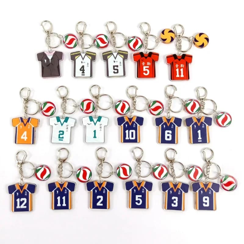 Anime Haikyuu!! New Acrylic Keyring in Shape of Cartoonist Boy T-shirt with Volleyball, Pendant for Bag, Kawaii Auto Keyring, Gift for Fans