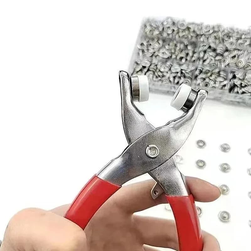 Set di 1 kit di chiusure a scatto con pinze, bottoni a pressione in metallo con pinze per cucire abbigliamento.