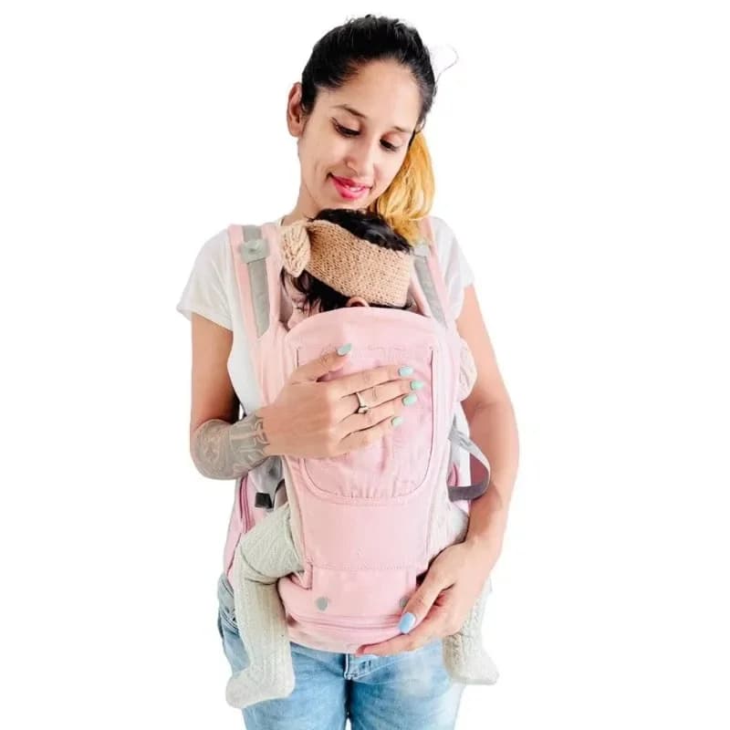 Marsupio 6-in-1 con seduta rimovibile, supporto addominale aggiuntivo e imbottitura (colore rosa)