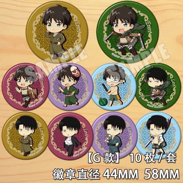 Attack on Titan Mirror Cos Anime Badge Levi Ackerman Erwin Smith Manga Ciondolo Spilla Distintivo Stile G Action Figure da Collezione