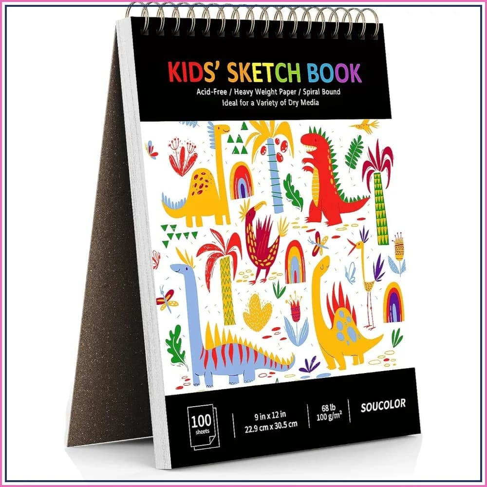 Sketch Book for Kids, 9x12, 100 Sheets, Acid-Free, Spiral Bound, Lightweight Matte Paper