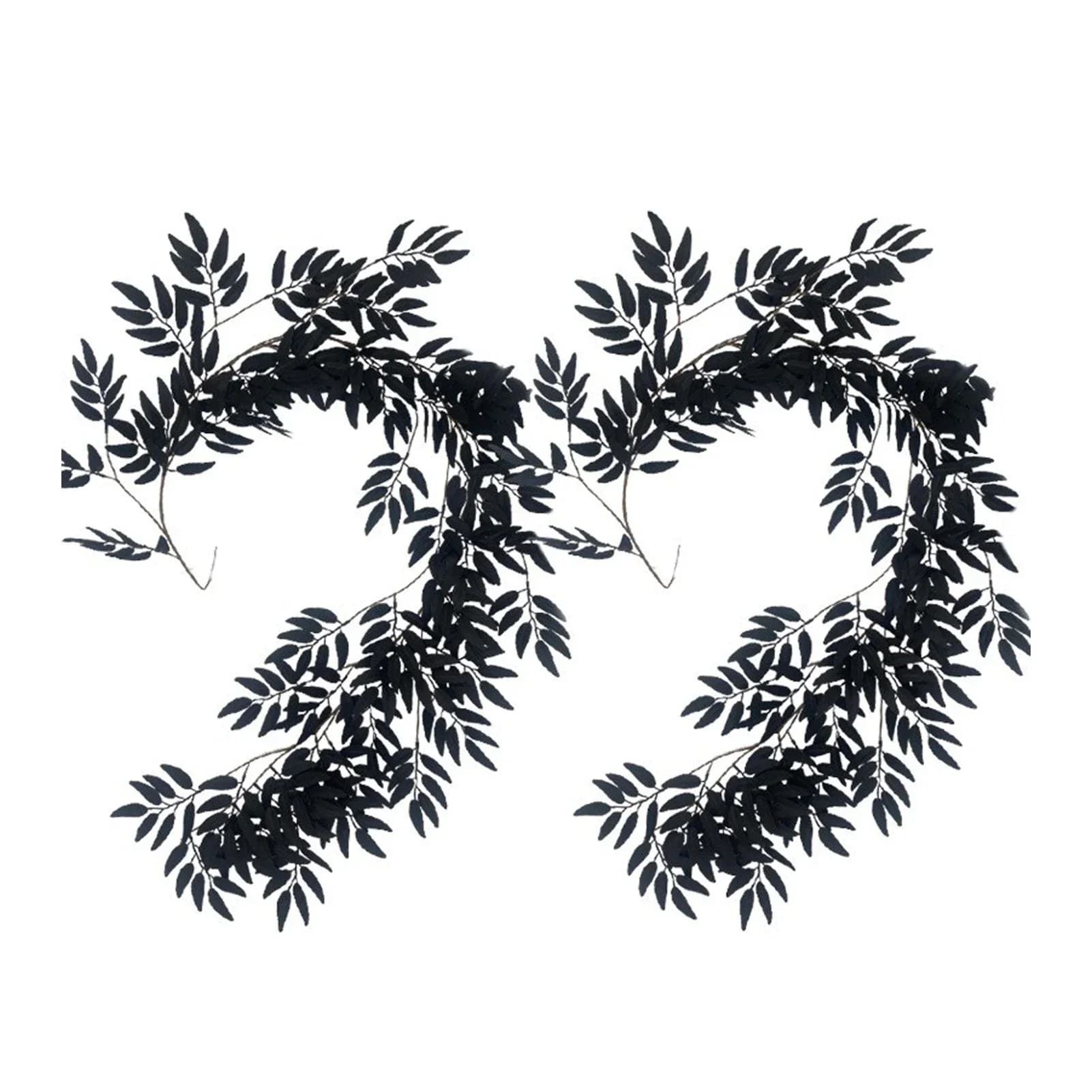 Foglia di salice nero vite 2 pezzi foglie di salice artificiale matrimonio appeso a parete piante verdi avvolgimento ad arco Rattan simulato 170cm