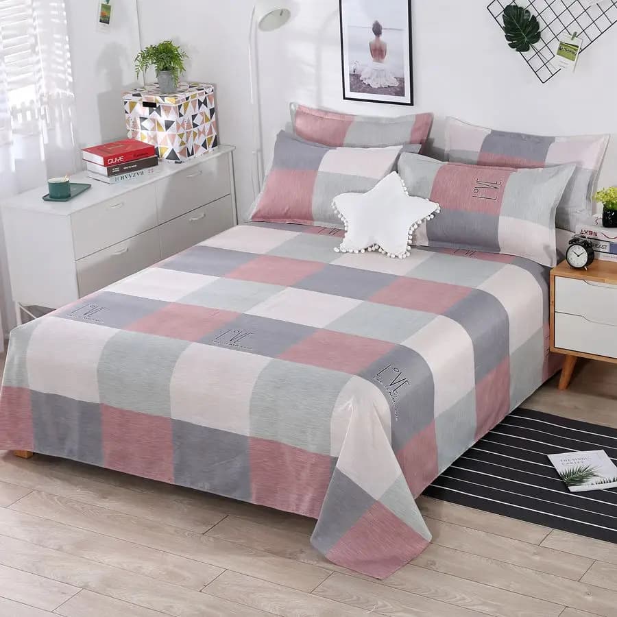 3pcs/Set Home Textile Bed Sheet Set with Pillowcases Cotton Material Lovers Room Bedding Room Flat Sheet