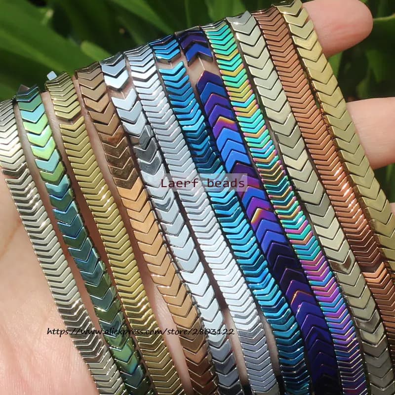 9 colori, ematite naturale punta di freccia Shapse Gold Spacer 6x 1/6x2mm braccialetto collana fai da te 15"