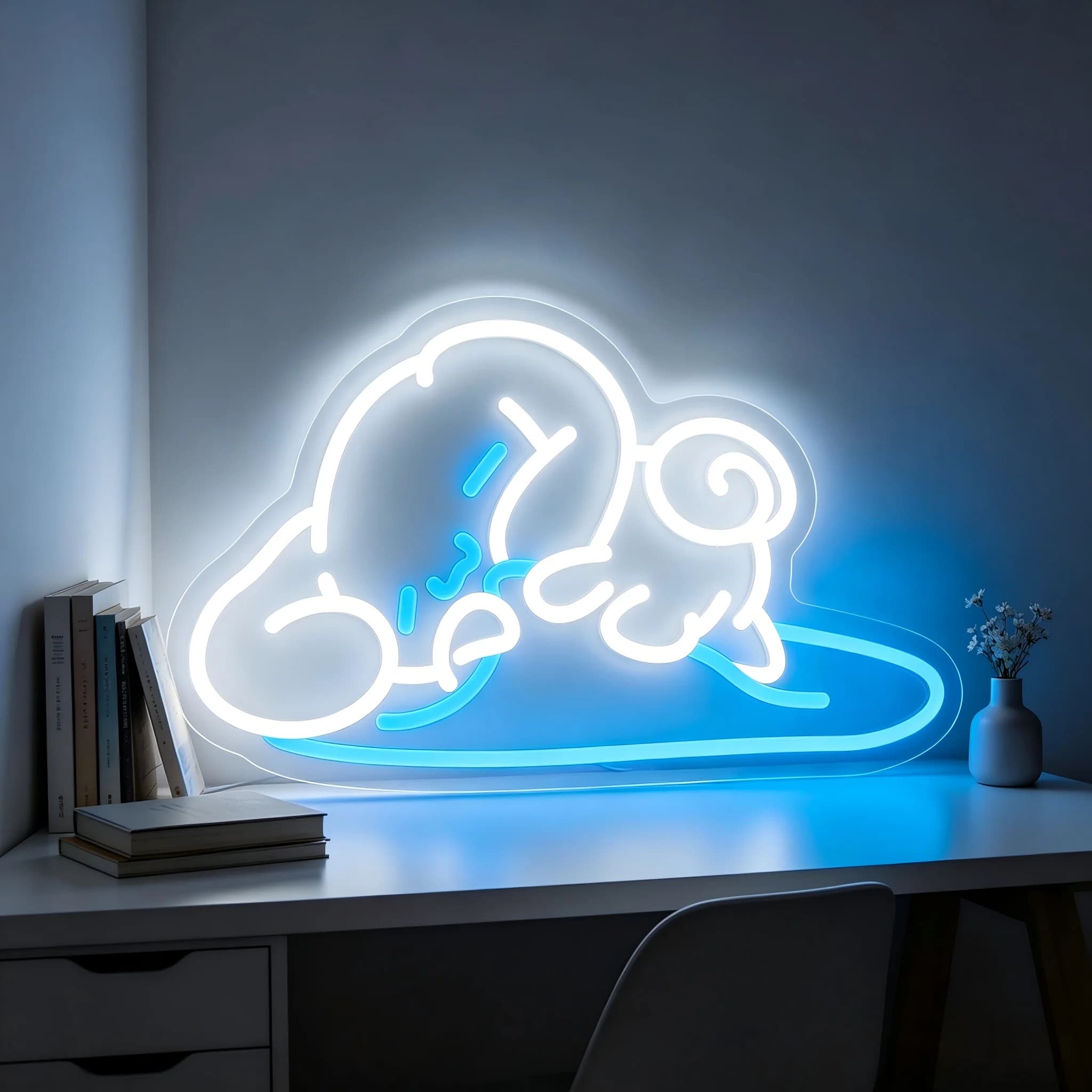 Sleeping Cinnamoroll Neon Sign Dimmable USB Neon Light Ins Aesthetic Desk Lamp Teen Sleep Aid Night Light Minimalist Room Decor