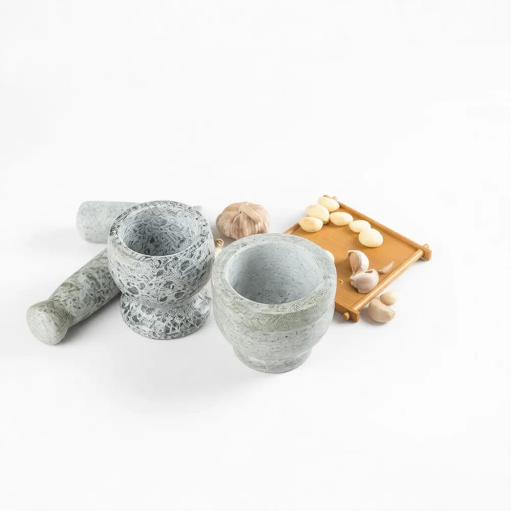 Durable Stone Garlic Grinder Mortar Pestle Set Herb Spice Crusher Bowl Natural Kitchen Gadget Manual Masher Cooking Tool