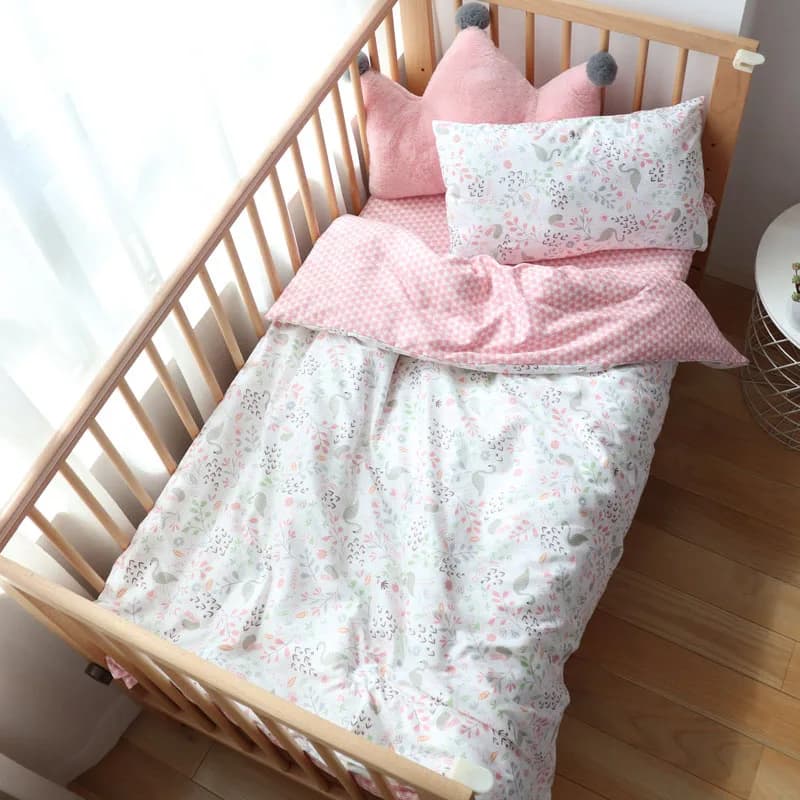 3 pieces bed linen set for crib bed linen in cotton kit cot for girl boy includes pillowcase bedspread decoration of children's room