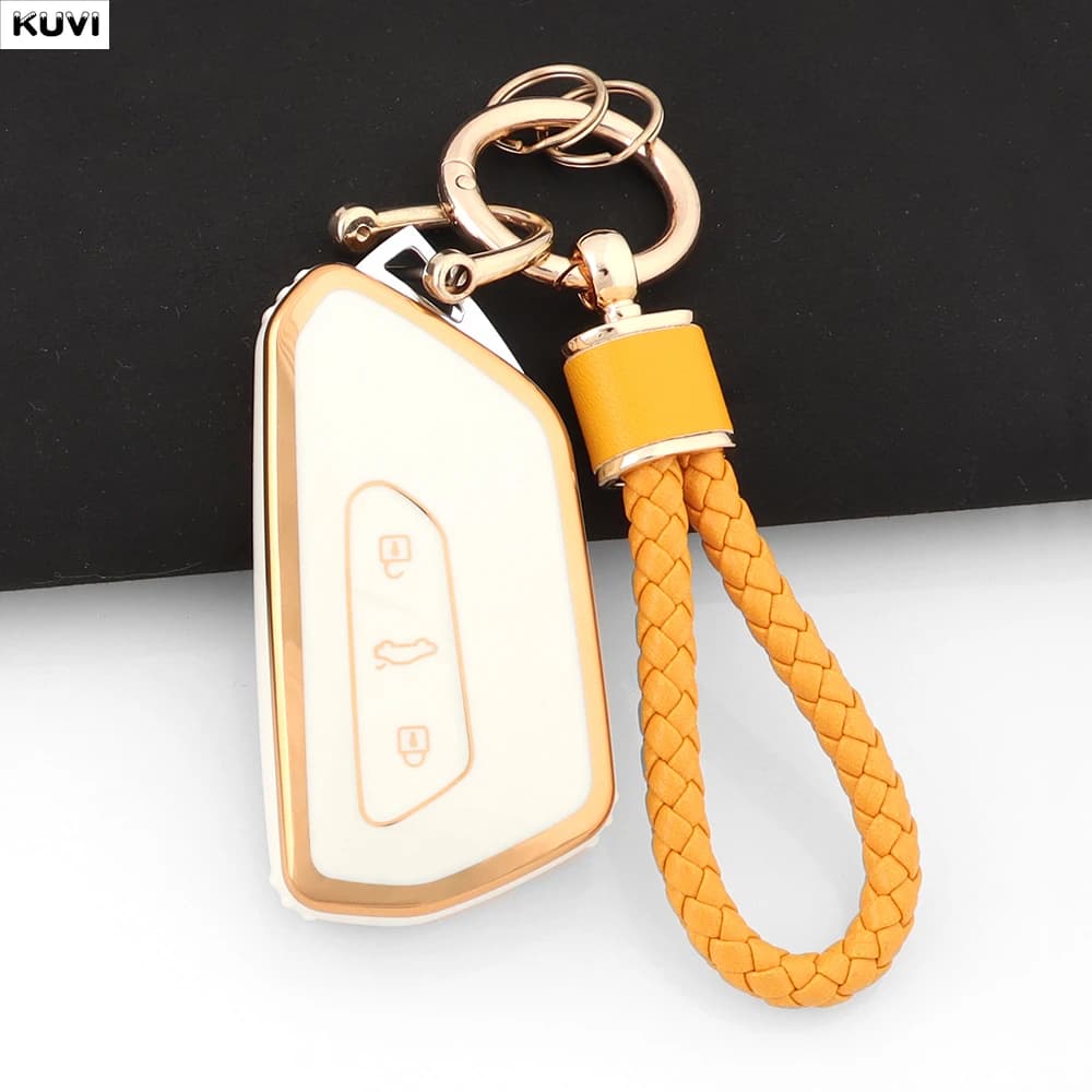 New TPU Car Remote Key Case Cover Shell Keychain For VW Volkswagen Golf 8 2020 Skoda Octavia A8 2021 SEAT Leon MK4 Accessories