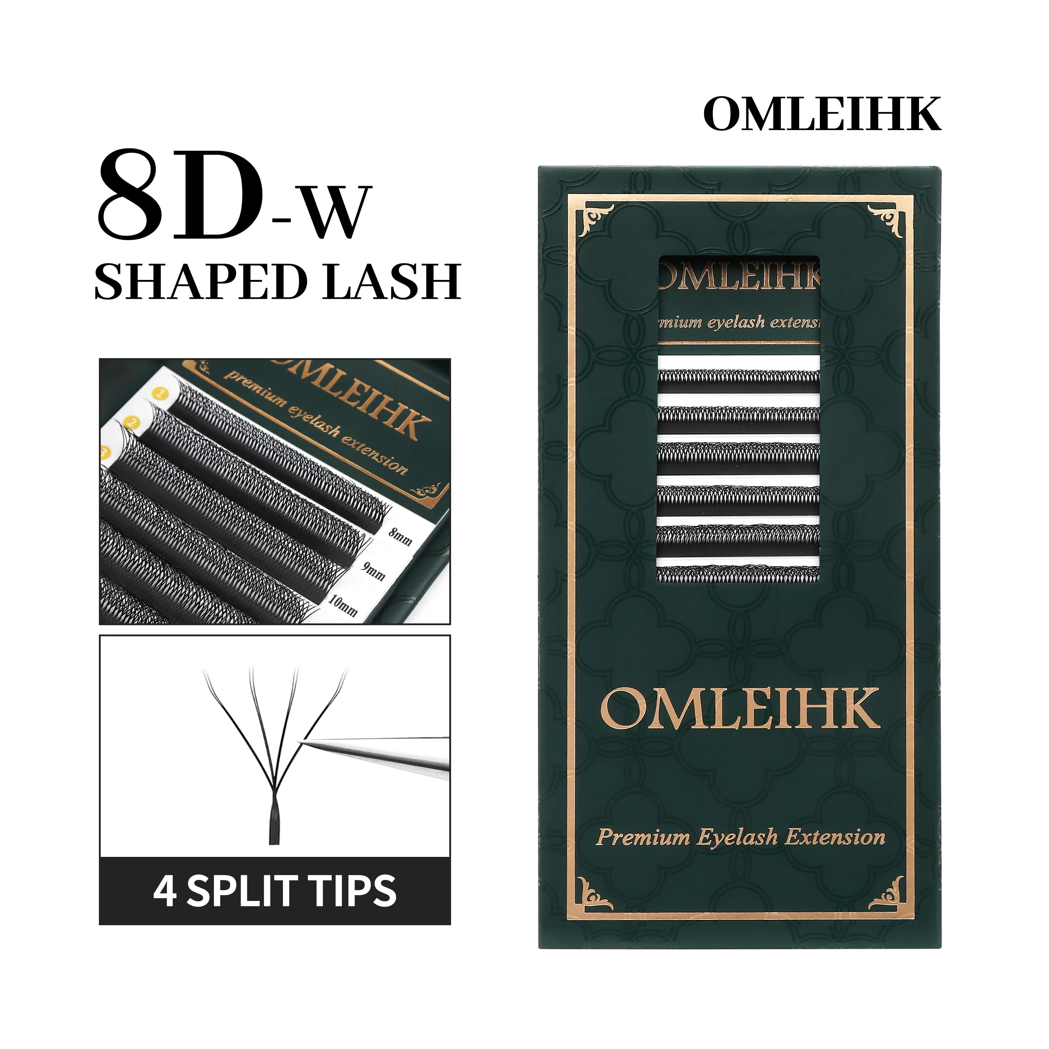 OMLEIHK 8D W Duplo 4D Estensioni ciglia Morbide e leggere Volume Ciglia Aspetto naturale Uso professionale in salone