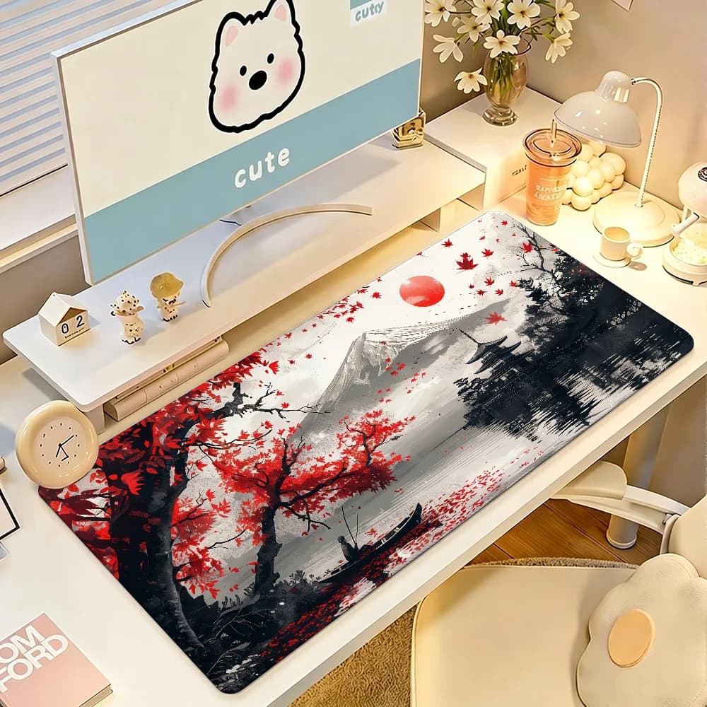Mount Fuji Mouse Pad Large Non-Slip Waterproof Mat Stitched Edge Keyboard Pad for Gaming Daily Office