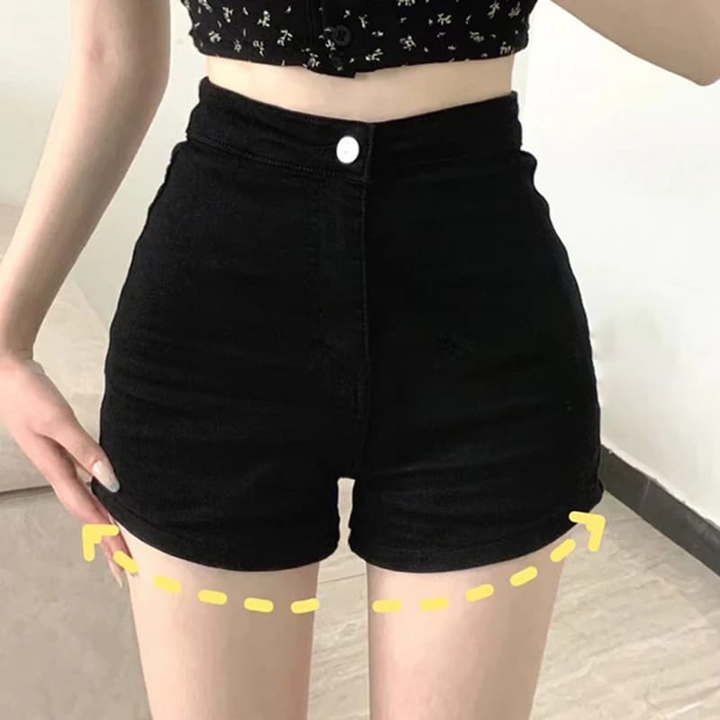 Pantaloni collant casual da donna neri caldi Leggings dimagranti a vita alta ultra-corti Pantaloncini estivi sexy Petite