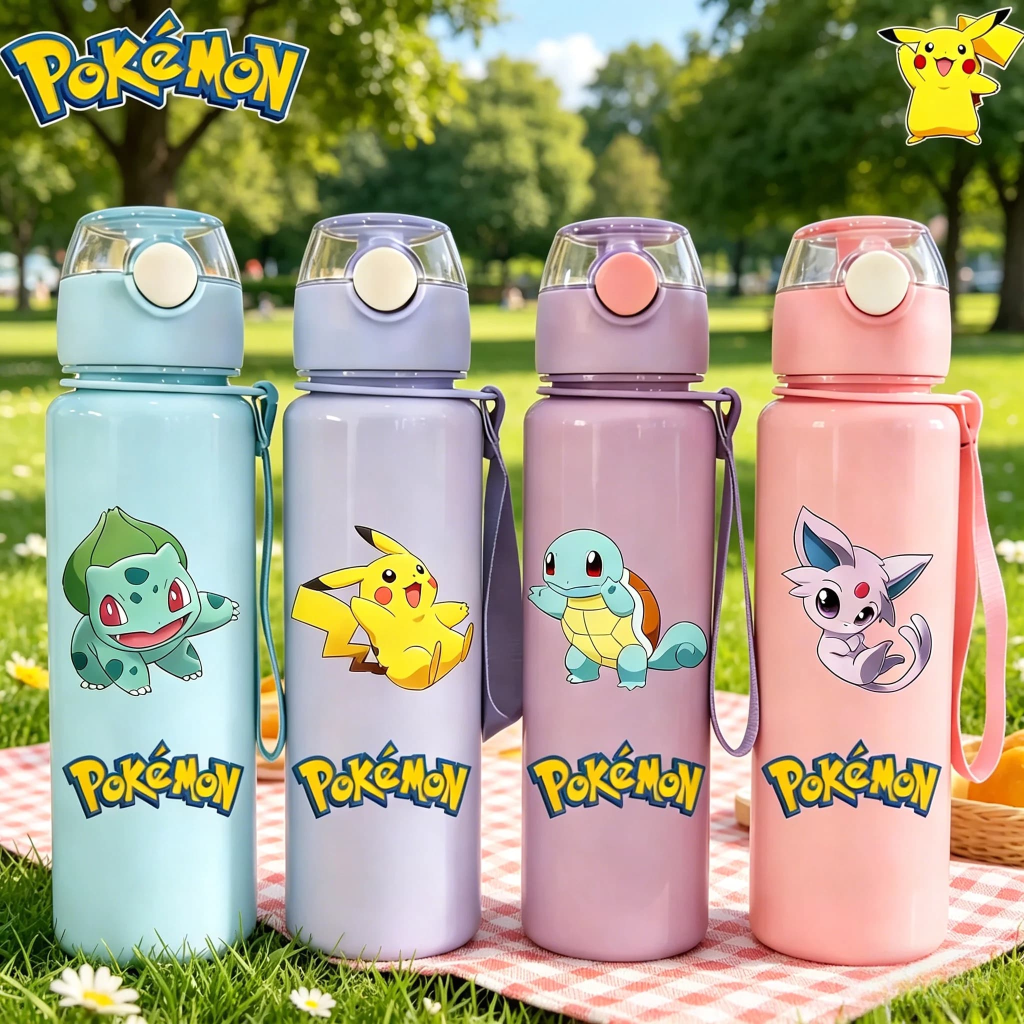 Nuova Bottiglia d'Acqua Kawaii Anime Pokemon da 750ml, Thermos Isolato 304 per Bambini, Ragazze e Ragazzi, Tazza Sportiva per Scuola, Ufficio, Uso Quotidiano, Regalo