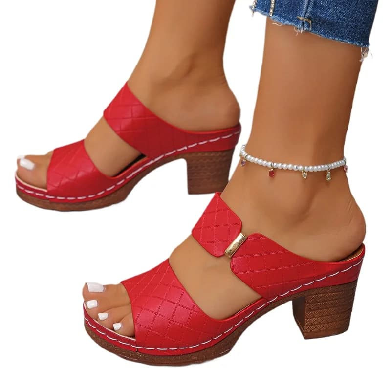 Women Summer Lightweight Hollow Sandals High Heels New Dress Chunky Open Toe Slippers Female Casual Slingback Slides Shoes 36-43