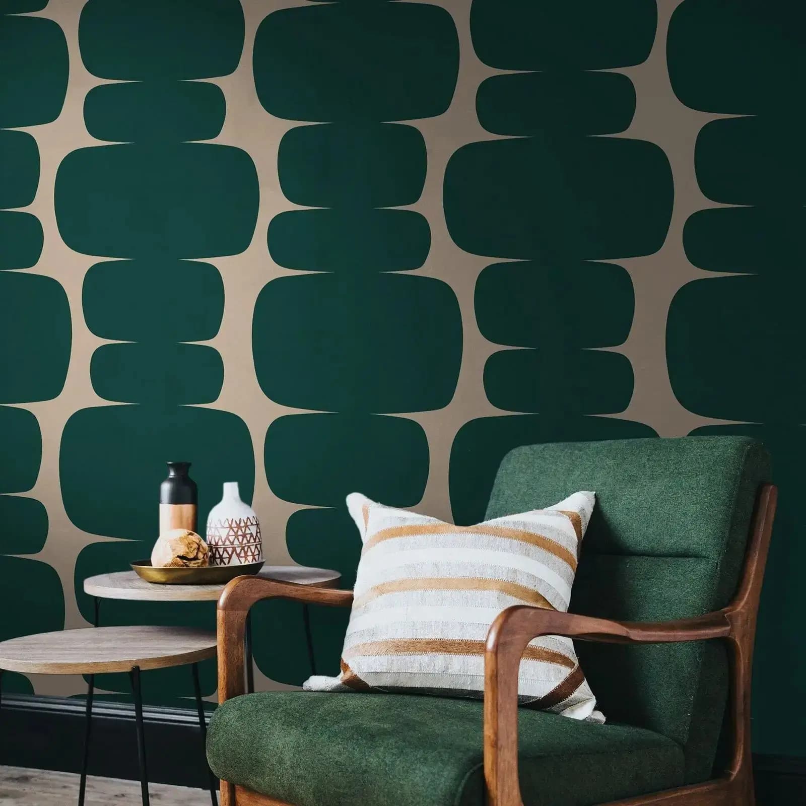 Retro Vibes Peel and Stick Wallpaper Peel and Stick, Geen geometrico murale per la decorazione domestica, carta autoadesiva o non incollata